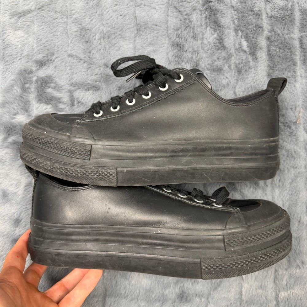 Diesel S-Jomua LC Mens 10.5 Triple Black Leather Platform Sneakers Y02716 PR013
